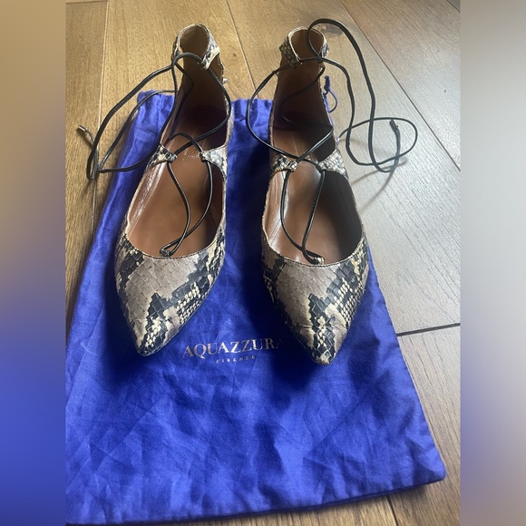 Aquazurra Firenze Christy snakeskin leather flats - Picture 8 of 8